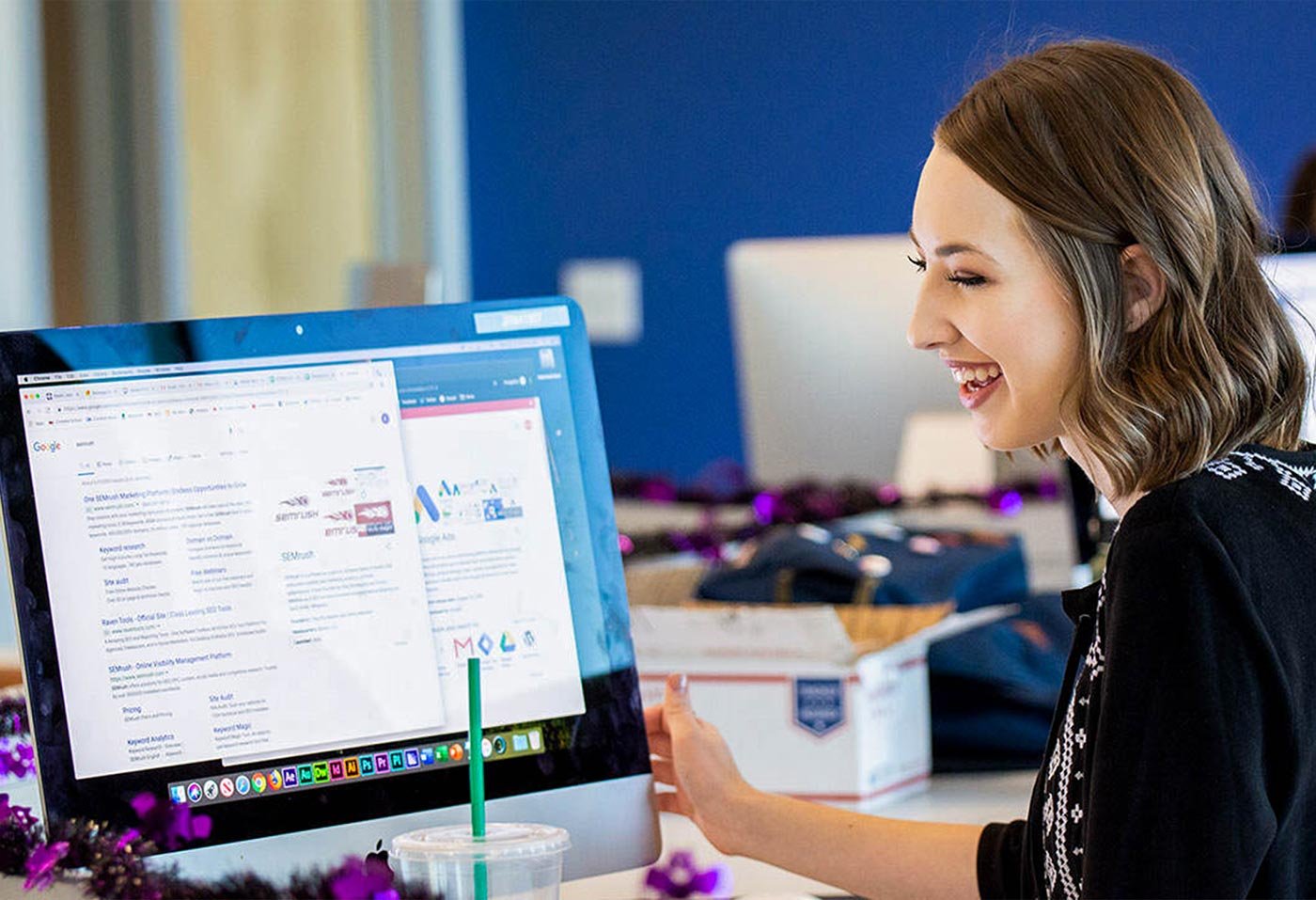 A student engages in digital research on a computer, reflecting hands-on learning in ASU's minor program in Digital Audiences.