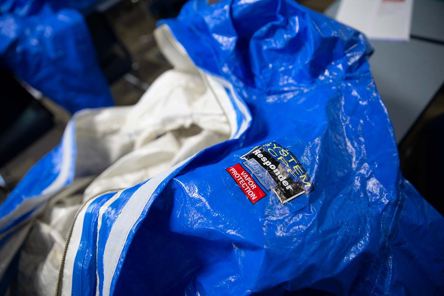 A hazmat suit showcases essential safety training in ASU's Hazardous Materials and Waste Management program.