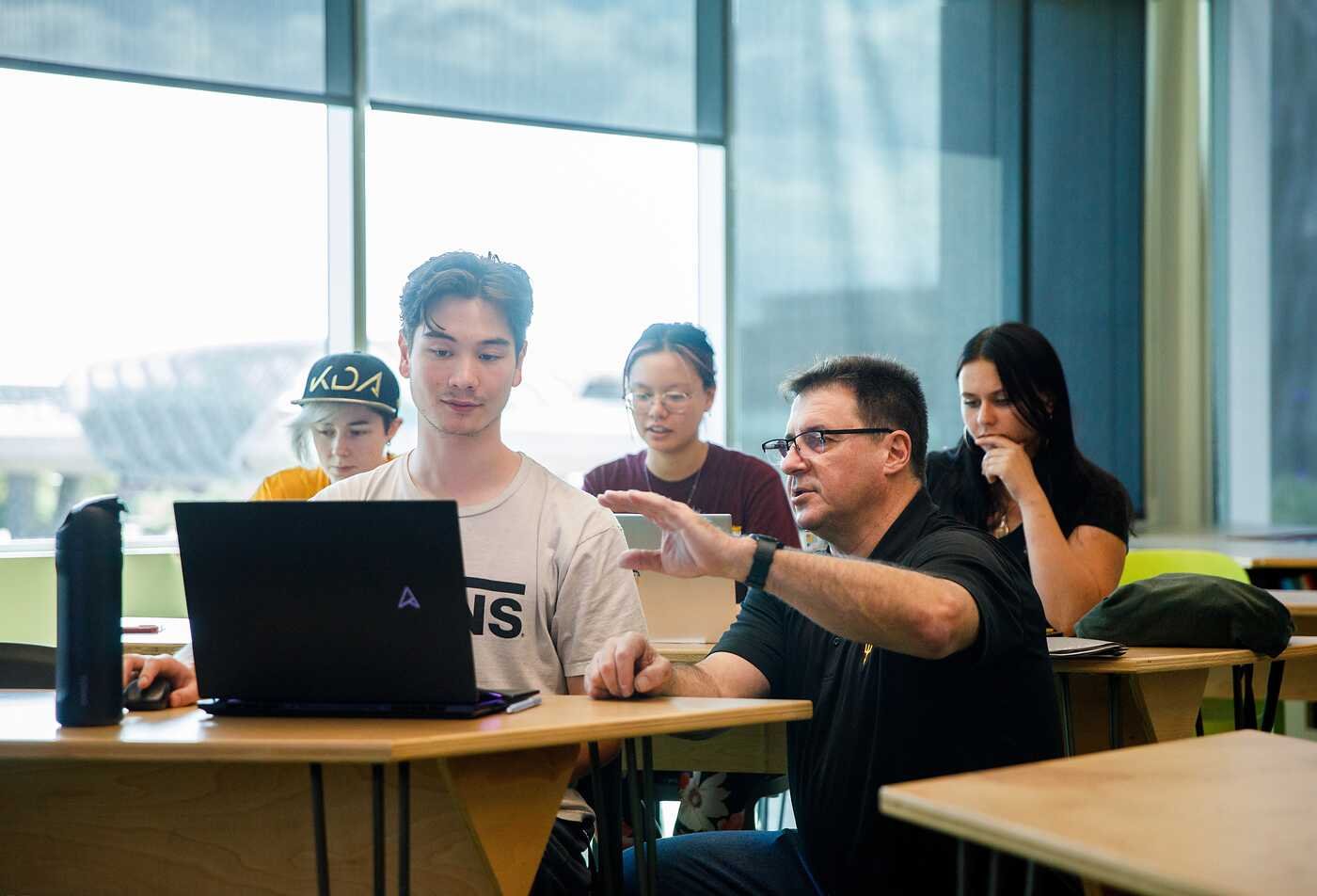 Arizona State University students taking a biomimcry class at Novus on the Tempe Campus