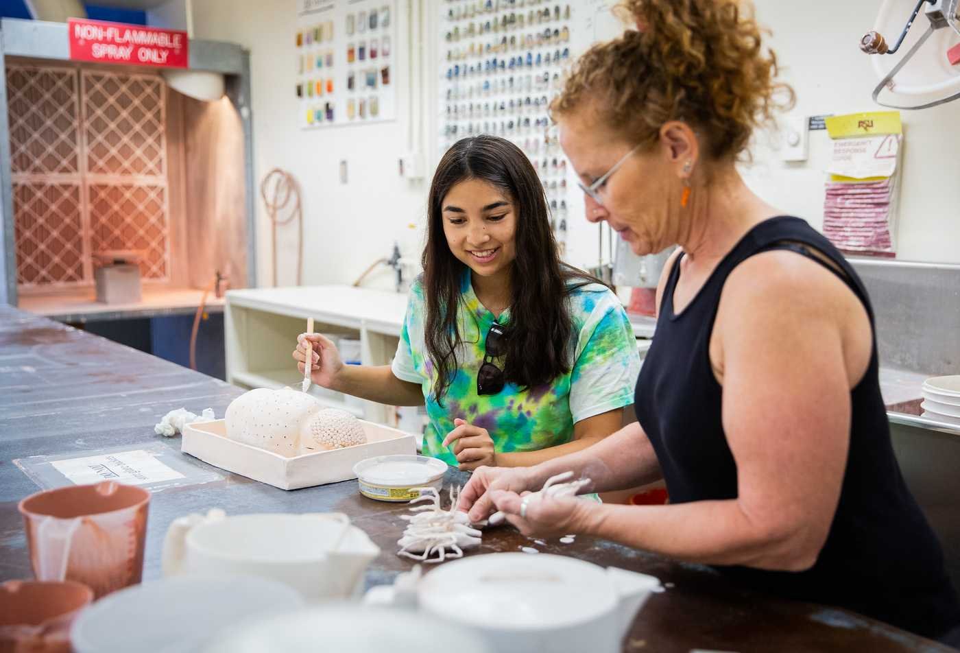 Students create ceramic pieces in the BFA in Art (Ceramics).
