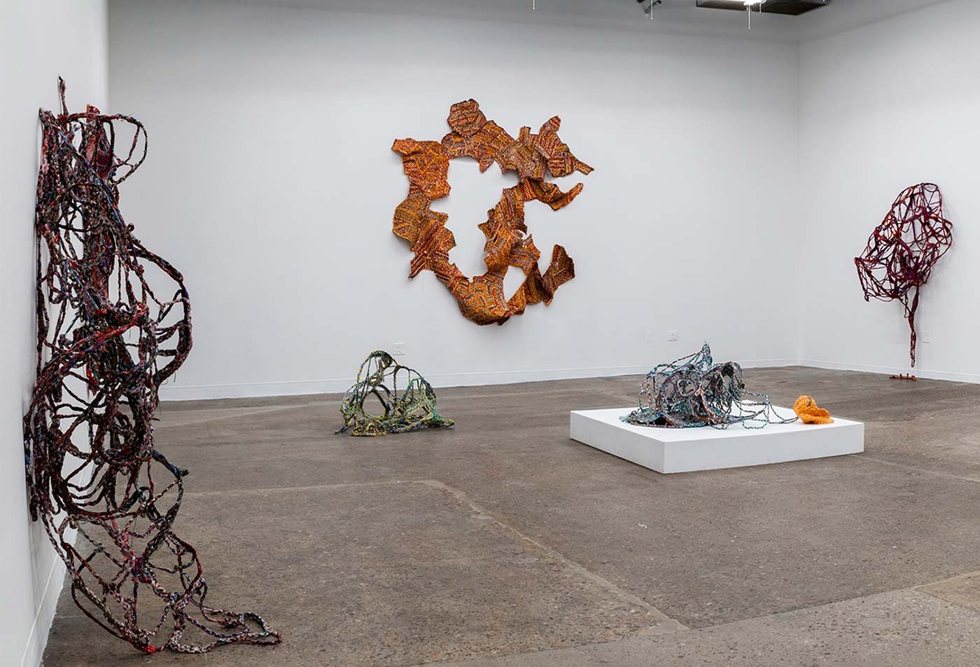 An exhibition features scuptures created by School of Art students, showing the opportunities in the BFA in Art (Craft and Sculptural Practices).