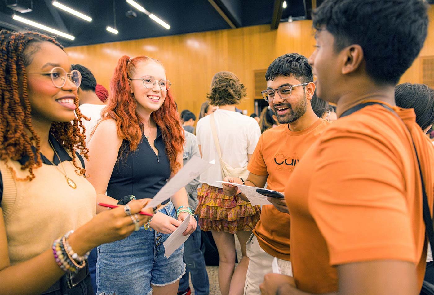 Students meet together during a networking event, showing the connections made in the BA in Arts (BA in the Arts).