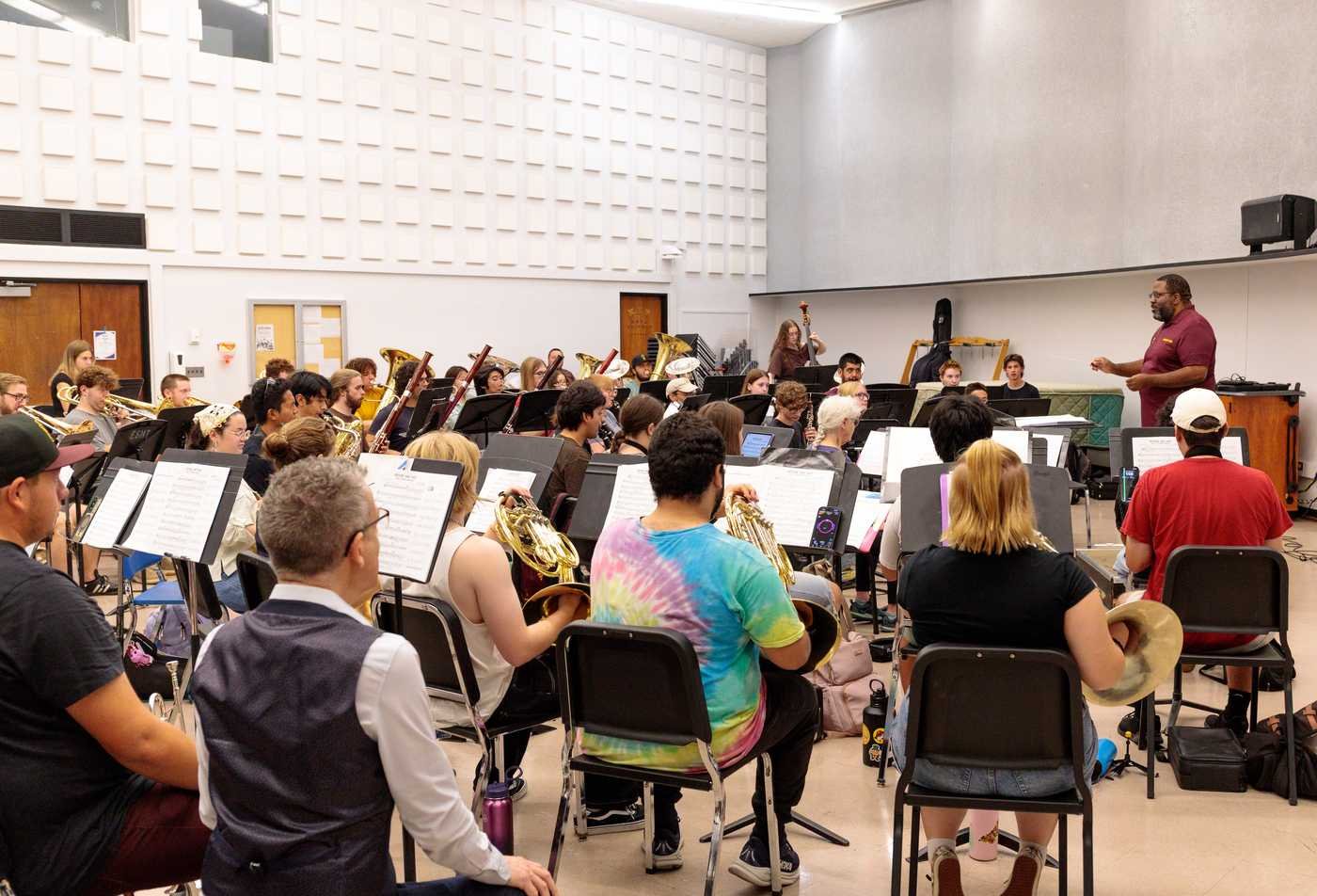 Students practice in an orchestra, showcasing hands-on learning in the BA in Music.