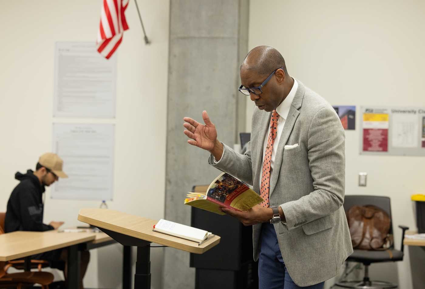 A professor lectures a African and African American Studies class, showcasing student experience in the certificate.