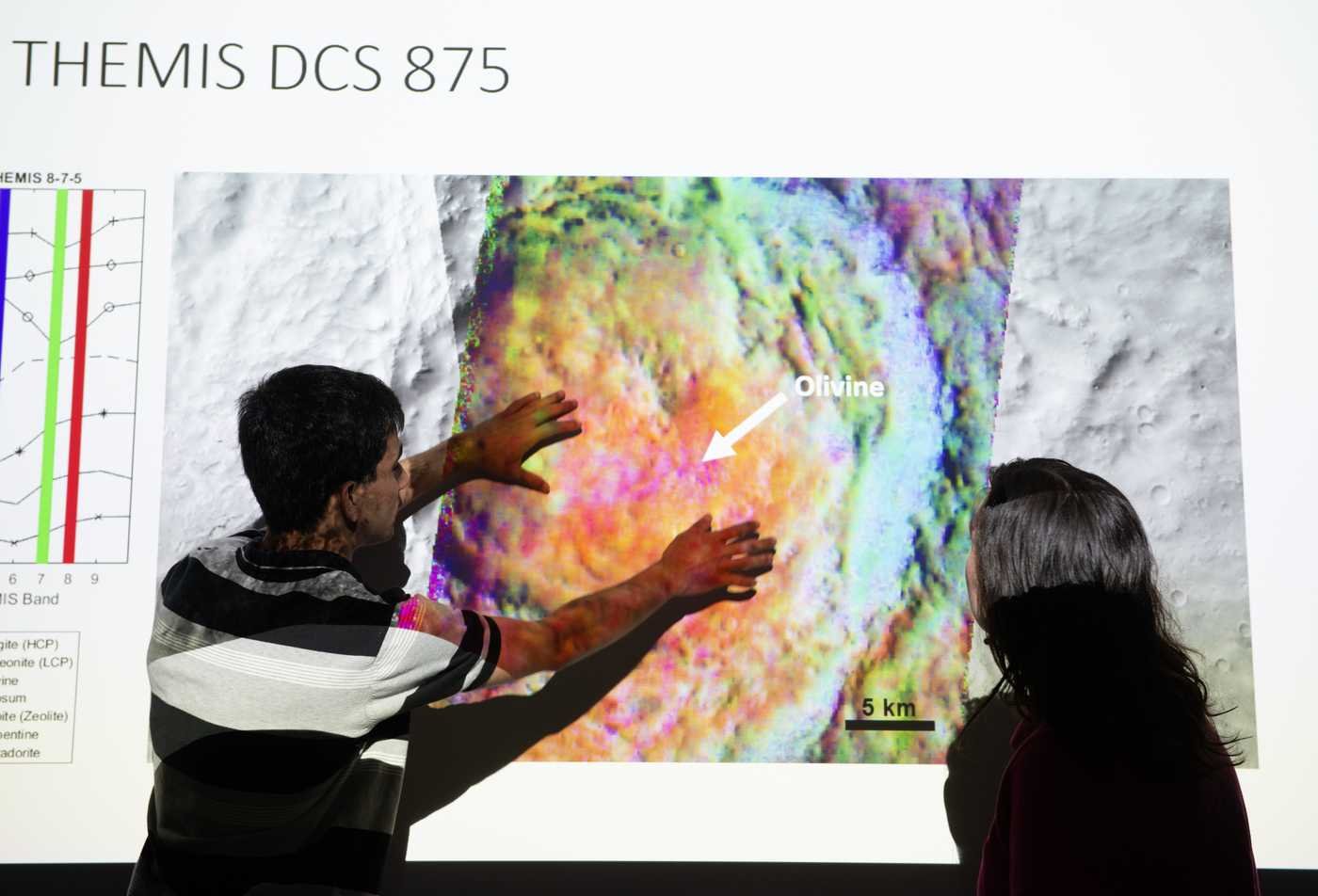 Two students examine weather radar patterns, showcasing hands-on learning in the Exploration Systems Design (Sensor Networks), MS
