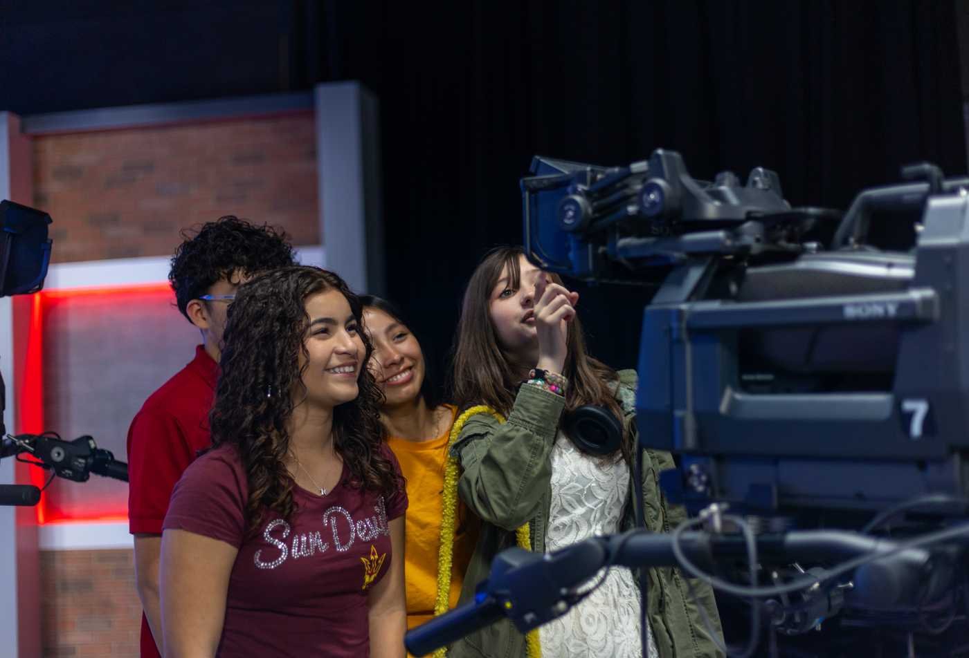 Students operate a studio camera, exploring media production in ASU's Film (Film and Media Studies), BA program.