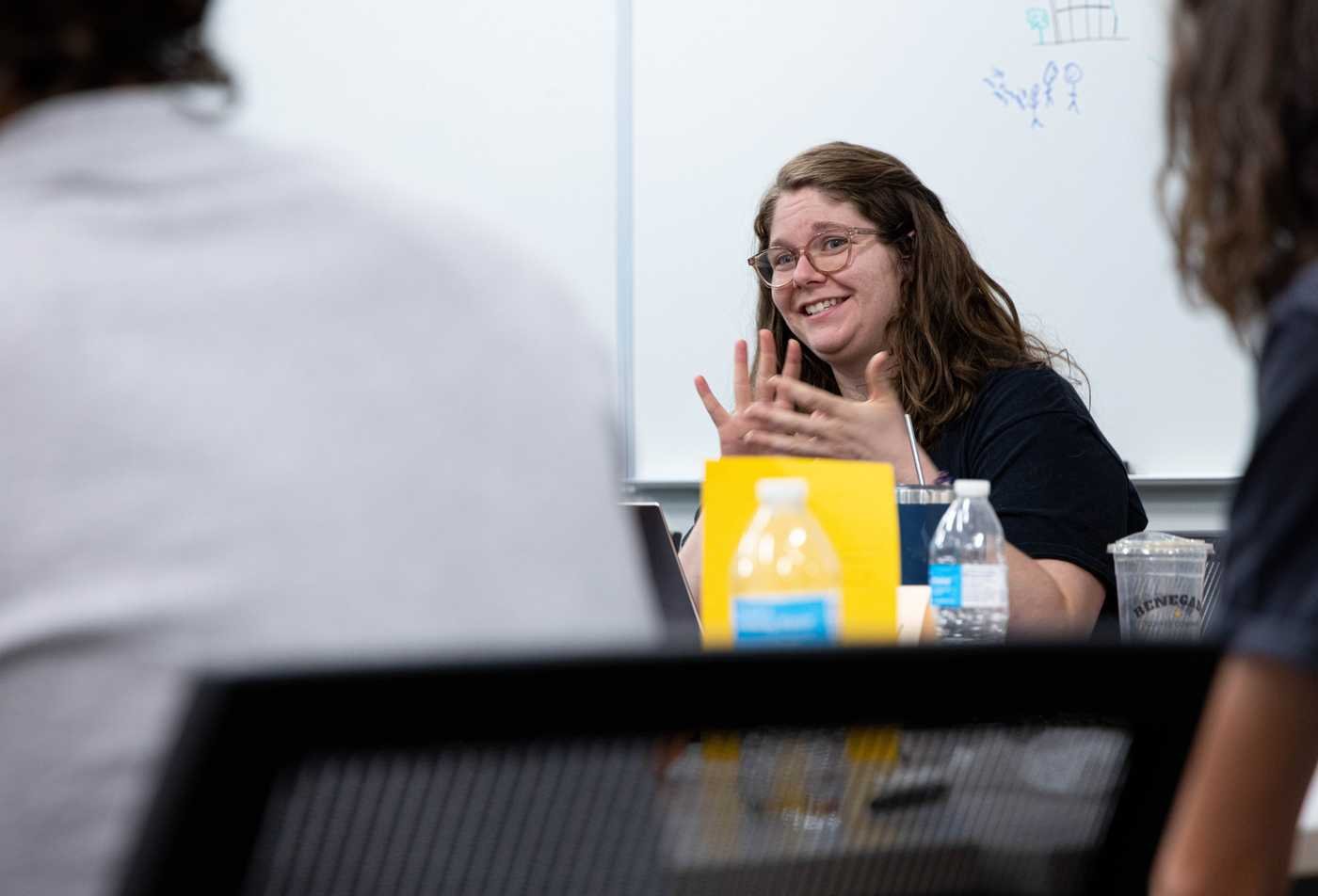 An instructor leads a classroom discussion, encouraging critical inquiry in ASU's Philosophy, BA program.