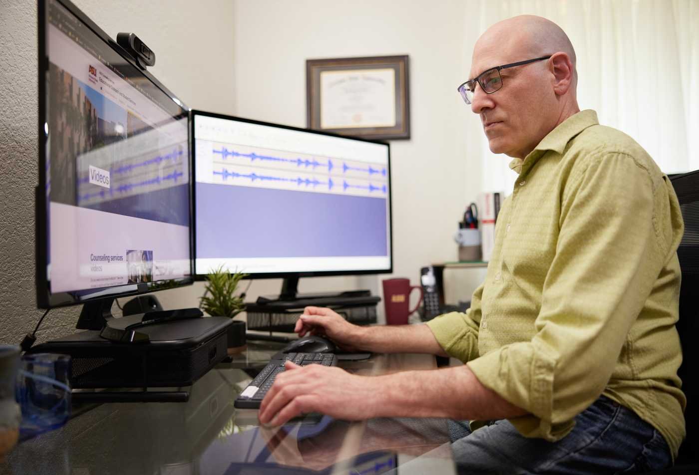 A DNP student reviews behavioral health resources and digital patient education materials, reflecting hands-on learning in the Advanced Nursing Practice (Psychiatric Mental Health Nurse Practitioner), DNP.
