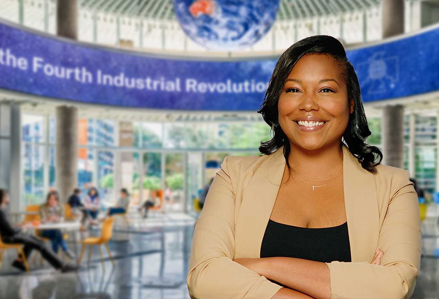 A leader stands before a global operations center, representing organizational leadership in ASU's Global Leadership and Management, DPP program.