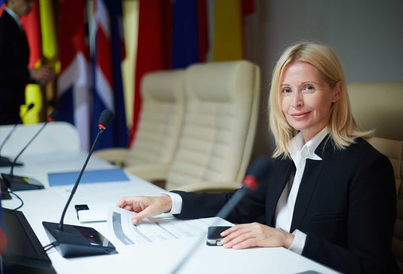 A leader participates in an international policy meeting, reflecting decision-making in ASU's Global Management (Public Policy), MGM program.